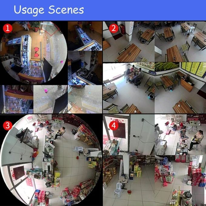 Mini HD 1080P 360 Panoramic Wifi Camera Fisheye IP Camera Two Way Audio Communication Night Vision Motion Detector Camcorder Cloud Storage Recorder Recover Recording