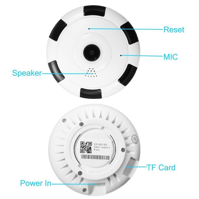 Mini HD 1080P 360 Panoramic Wifi Camera Fisheye IP Camera Two Way Audio Communication Night Vision Motion Detector Camcorder Cloud Storage Recorder Recover Recording