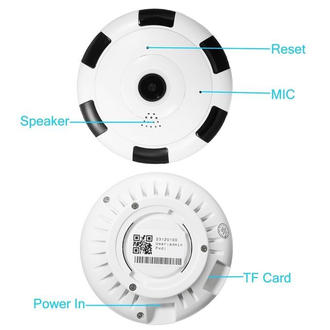 Mini HD 1080P 360 Panoramic Wifi Camera Fisheye IP Camera Two Way Audio Communication Night Vision Motion Detector Camcorder Cloud Storage Recorder Recover Recording
