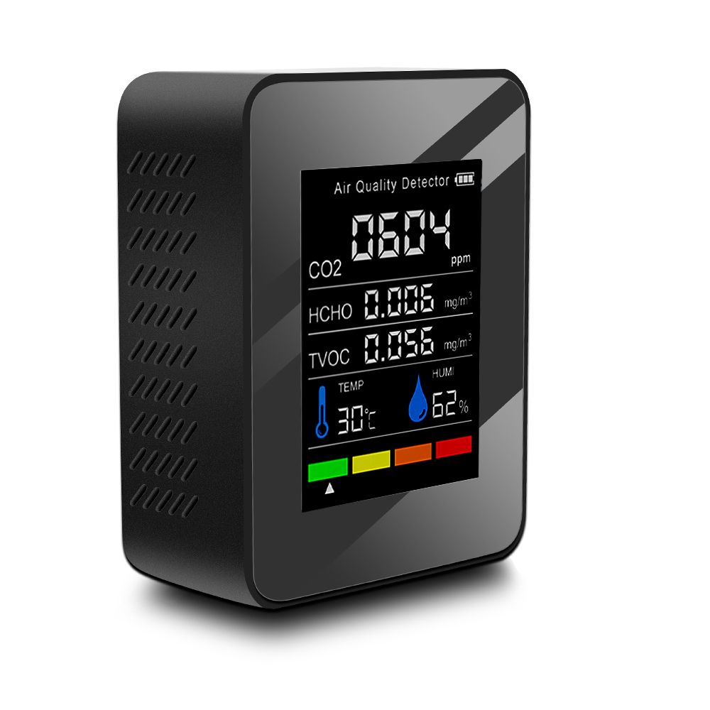 CO2 Meter 5 In 1 Multifunctional Air Quality Detector Digital Temperature Humidity Gas Tester Carbon Dioxide TVOC HCHO Monitor