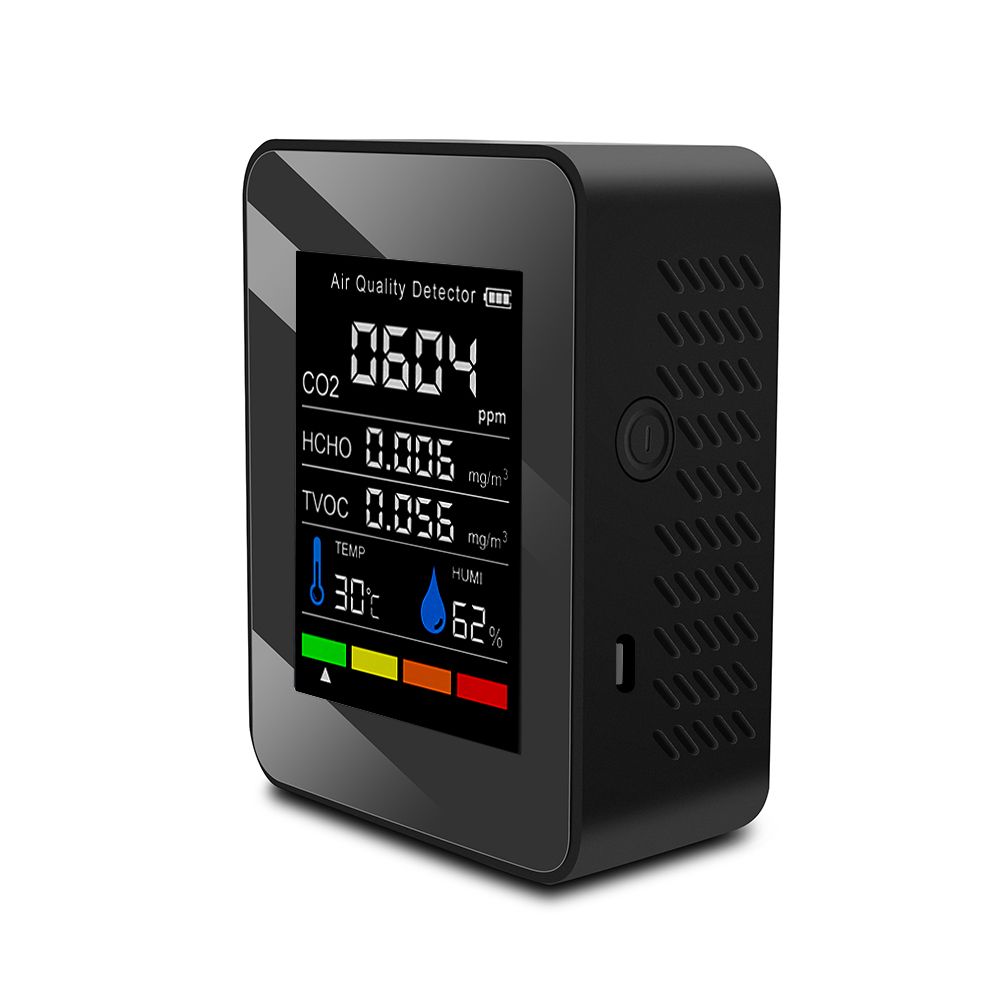 CO2 Meter 5 In 1 Multifunctional Air Quality Detector Digital Temperature Humidity Gas Tester Carbon Dioxide TVOC HCHO Monitor