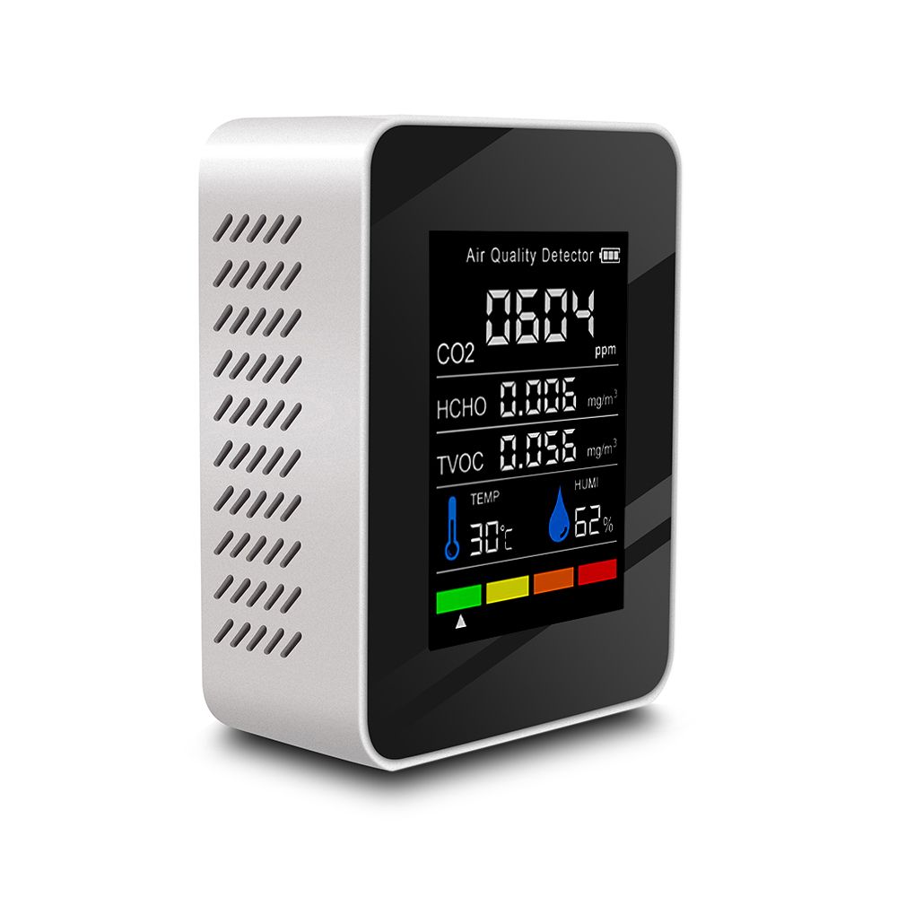 CO2 Meter 5 In 1 Multifunctional Air Quality Detector Digital Temperature Humidity Gas Tester Carbon Dioxide TVOC HCHO Monitor