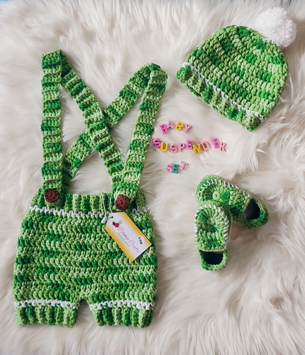 Crochet Baby Romper Suspender Set -Photo Prop/ Photo Costume