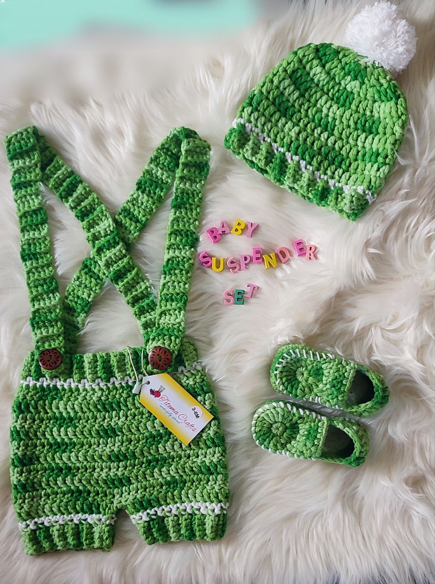 Crochet Baby Romper Suspender Set -Photo Prop/ Photo Costume