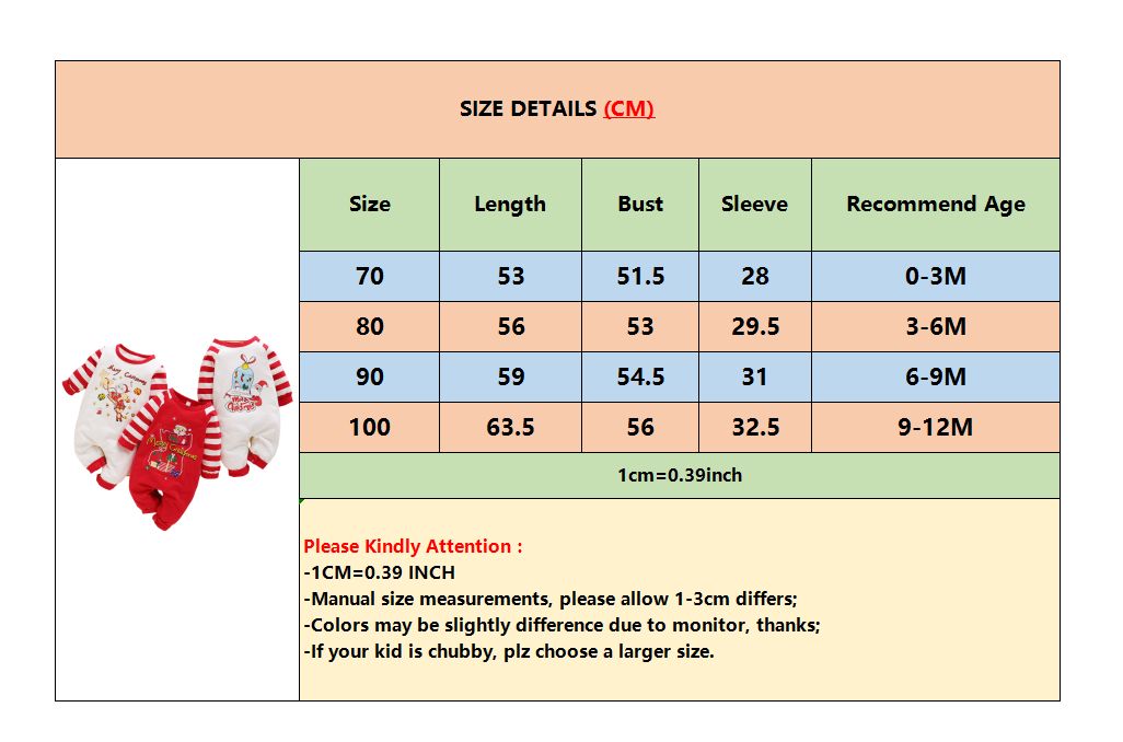 Newborn Baby Boy/Girl 1st XMAS Costumes Cute Santa Claus Design Jumpsuit