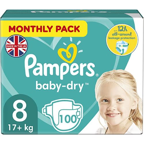 Baby Dry Diapers Size 8 - 15+kg - 100pcs