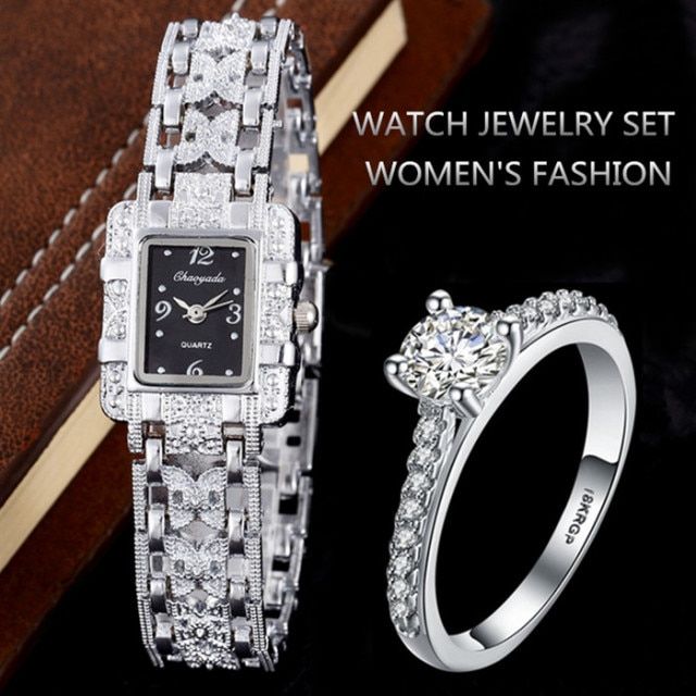 Wedding Watches Women Silver Bangle Diamond Ring Femme Hodinky Relojes Mujer