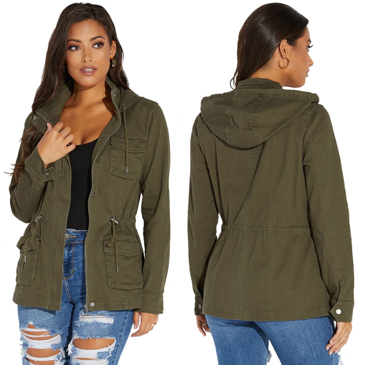 S-XXXL Women's Casual  Jacket With Pockets Sexy V Neck Long Sleeve Button Down