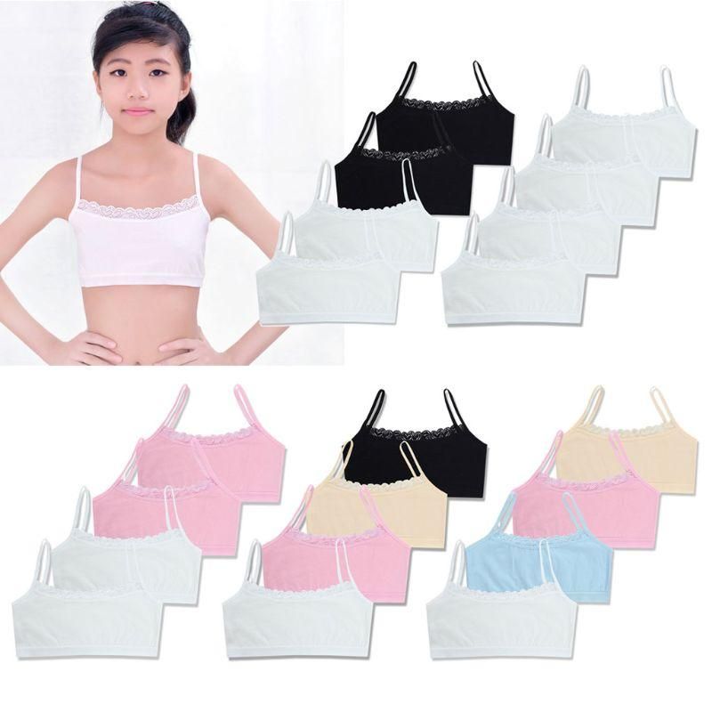 4PCS / Set Cotton Lace Girls Training Bra For Children Teen Vest Underwear Bra Girls For 8 9 10 11 12 13 14 years