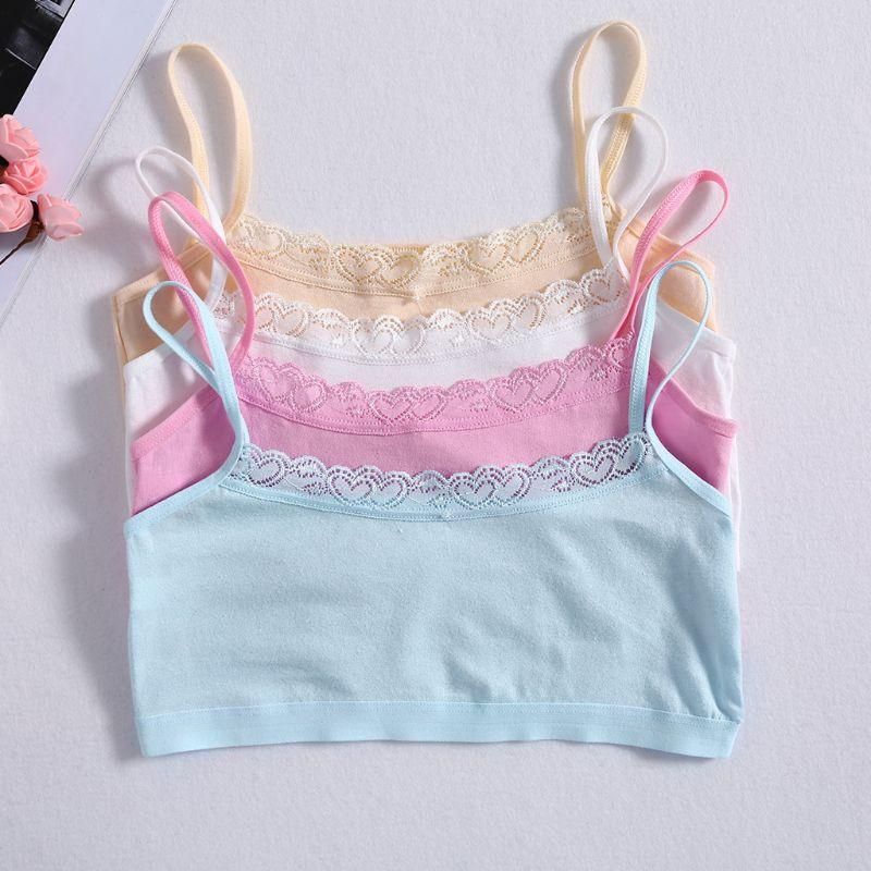 4PCS / Set Cotton Lace Girls Training Bra For Children Teen Vest Underwear Bra Girls For 8 9 10 11 12 13 14 years