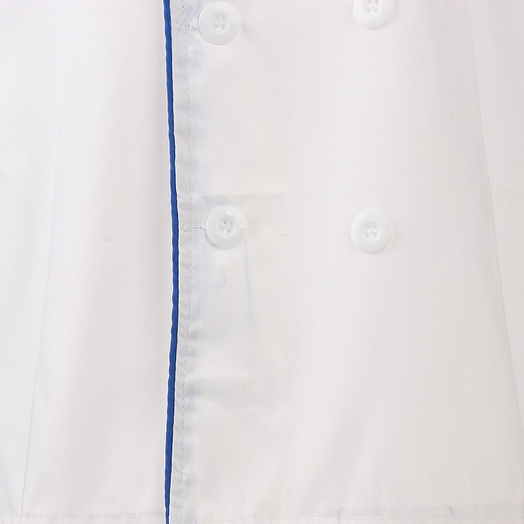 Ladies Gentleman Single Breasted Short Sleeve Cook Chef Jacket XL Blue