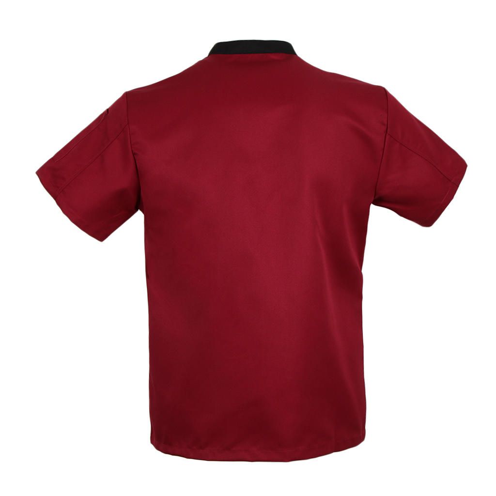 Red/Black Chef Jacket Coat Short Sleeves Shirt Kitchen Uniform Red XL