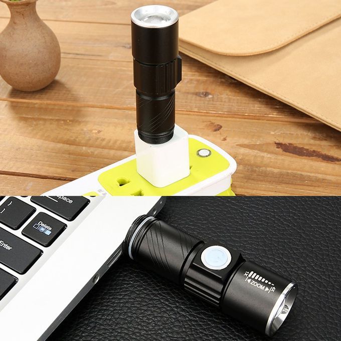 T700 USB  Ar- Harger Qui K   Flashlight Safety Hammer-black