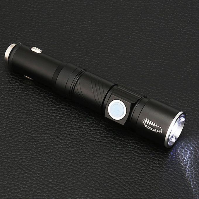 T700 USB  Ar- Harger Qui K   Flashlight Safety Hammer-black