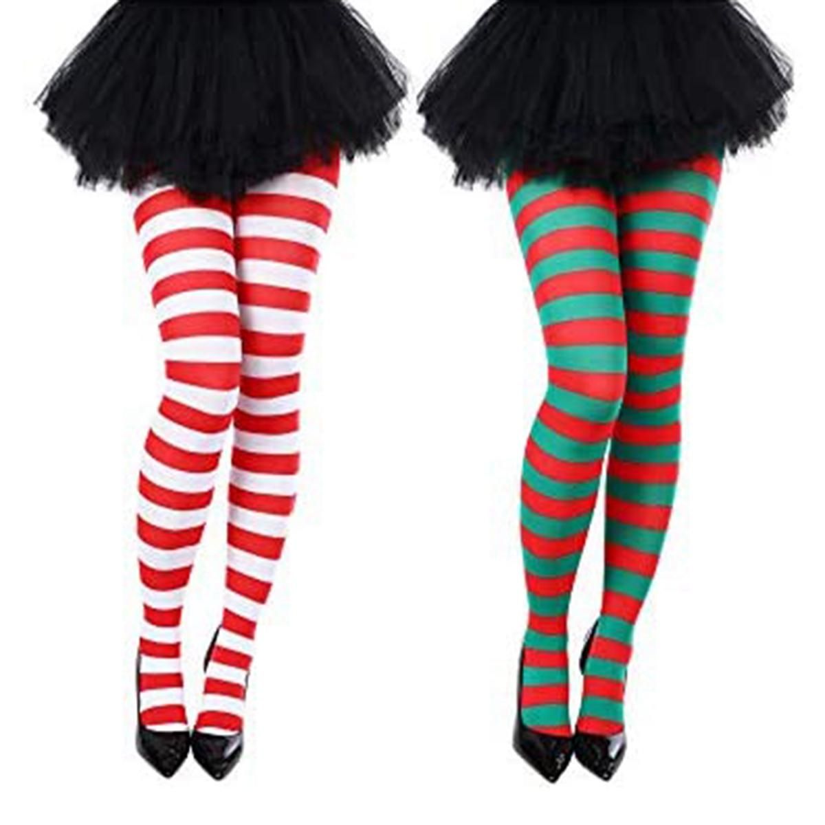 Christmas Striped Tights Stretch Pantyhose for Christmas Supplies