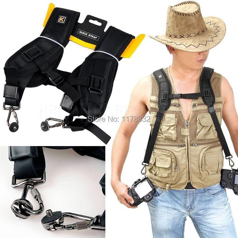 Caden  Black Professional Quick S Double Shoulder Belt S Neck S For SLR DSLR Fuji, Pentax, Sigma Samsung Cameras