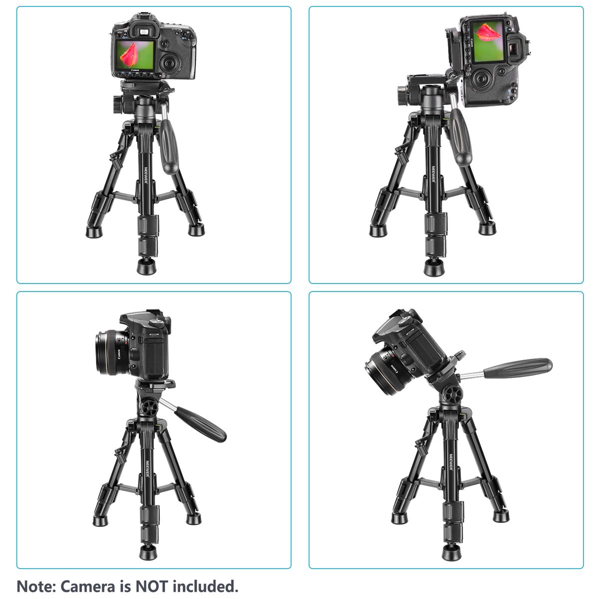Mini Travel Tabletop Camera Tripod 24 Inches/62 Centimeters, Portable Aluminum With 3-Way Swivel Pan Head For DSLR Camera,Smartphones,DV Video Up To 6.6 Pounds/3 Kilograms (T210)