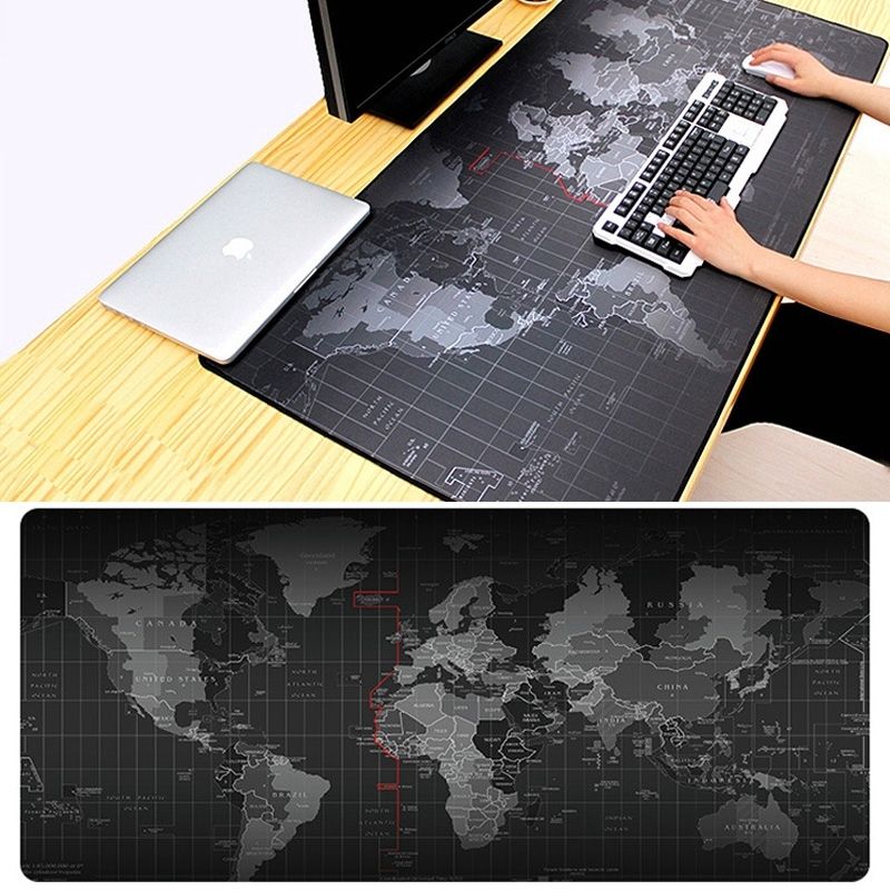 Extended Large Anti-Slip World Map Pattern Soft Rubber Smooth Cloth Surface Game Mouse Pad Keyboard Mat- 60 X 30cm