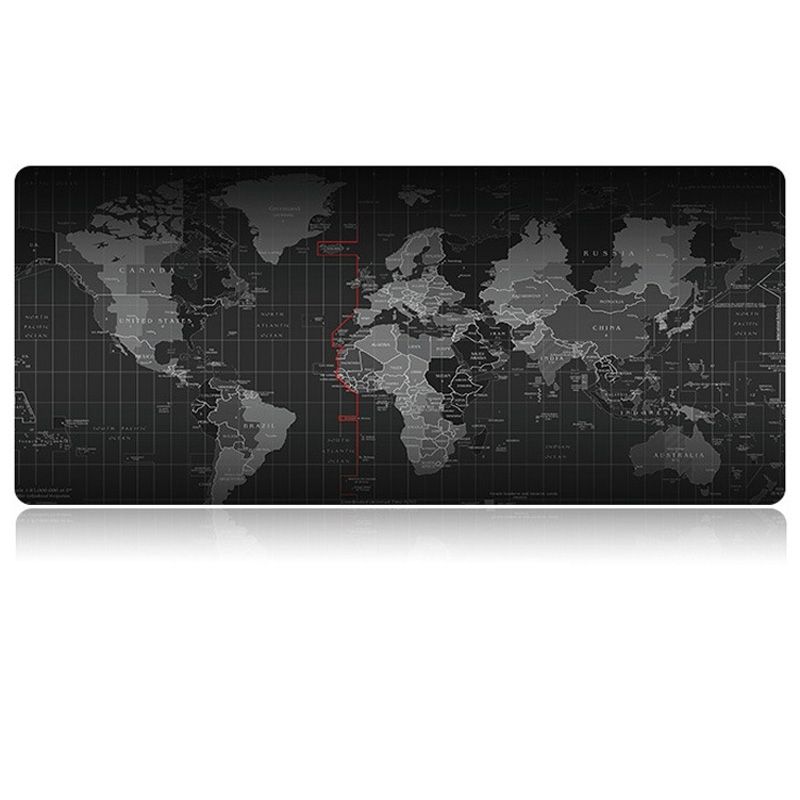 Extended Large Anti-Slip World Map Pattern Soft Rubber Smooth Cloth Surface Game Mouse Pad Keyboard Mat- 60 X 30cm
