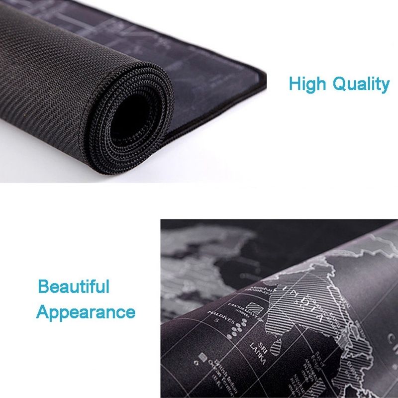 Extended Large Anti-Slip World Map Pattern Soft Rubber Smooth Cloth Surface Game Mouse Pad Keyboard Mat- 60 X 30cm