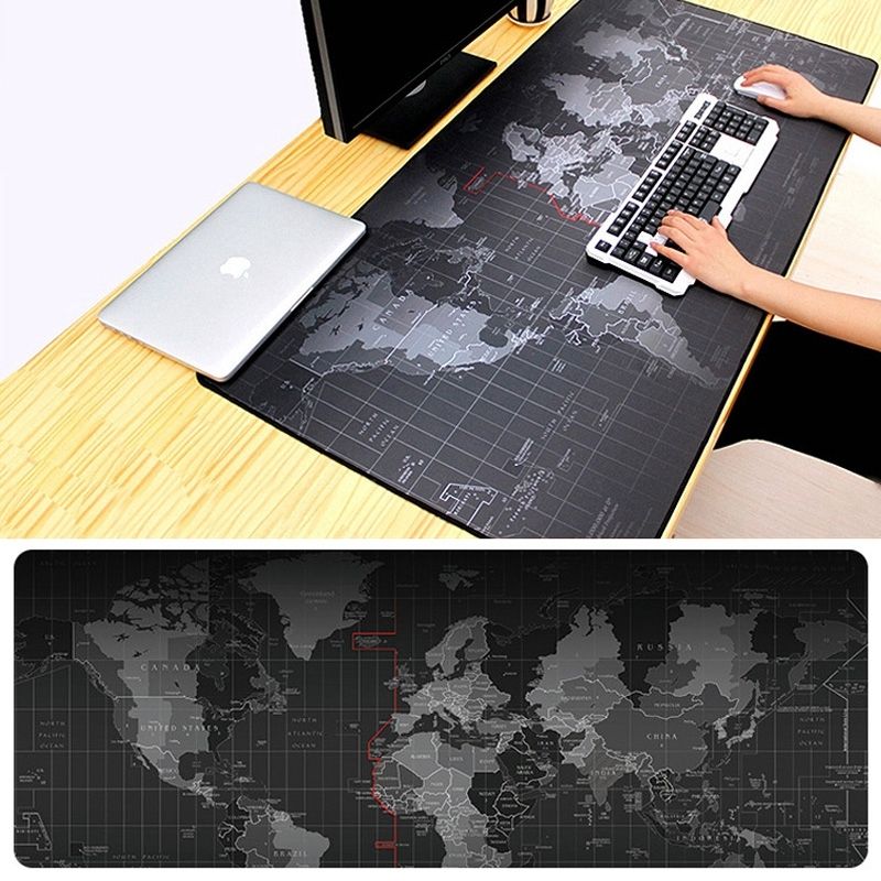 Extended Large Anti-Slip World Map Pattern Soft Rubber Smooth Cloth Surface Game Mouse Pad Keyboard Mat- 60 X 30cm