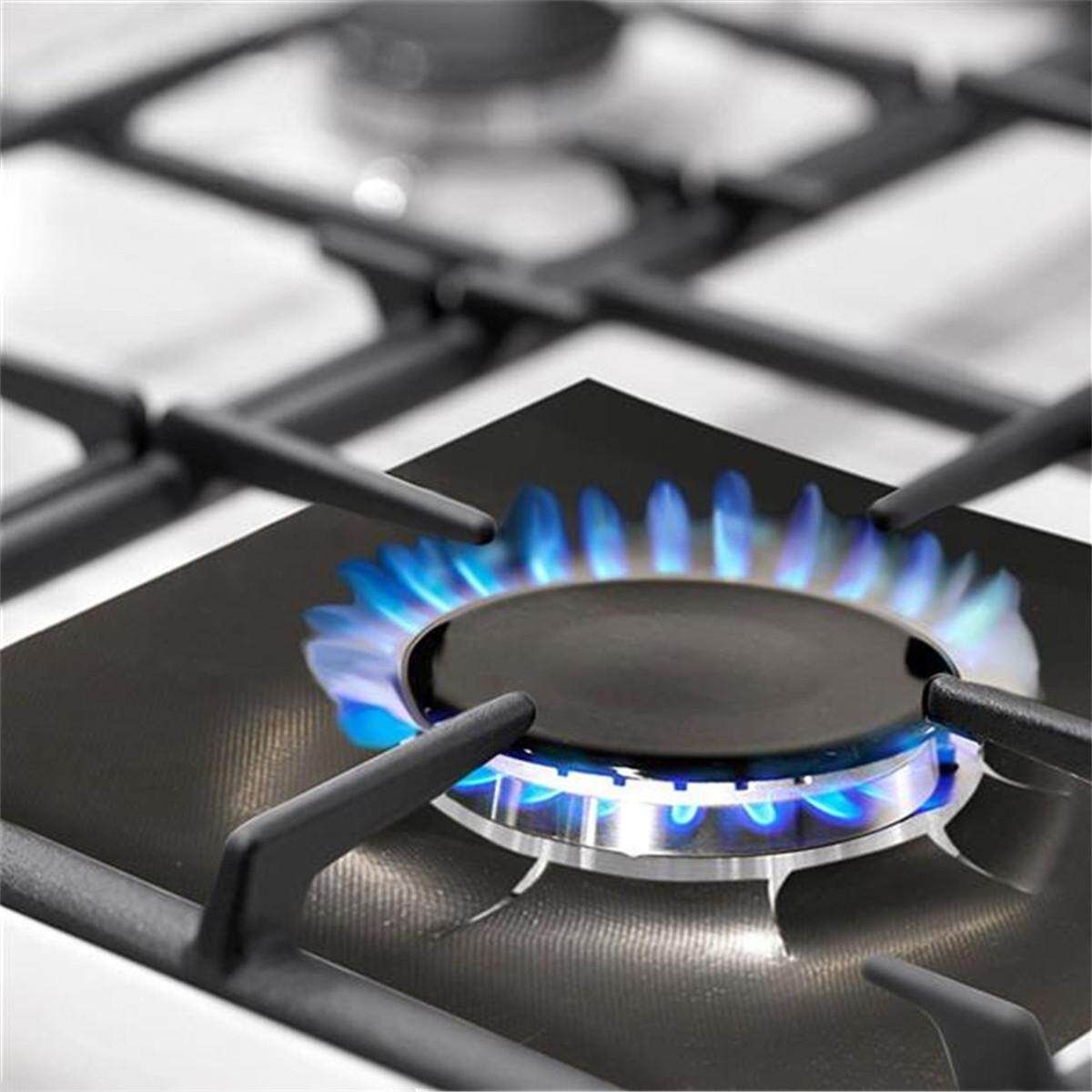 4pcs Gas Stove Protectors Reusable Gas Stove Cover Liner Mat Injuries Protection Trivets Kitchen Specialty Tools Silicone Counter Cover Black 4 Piece