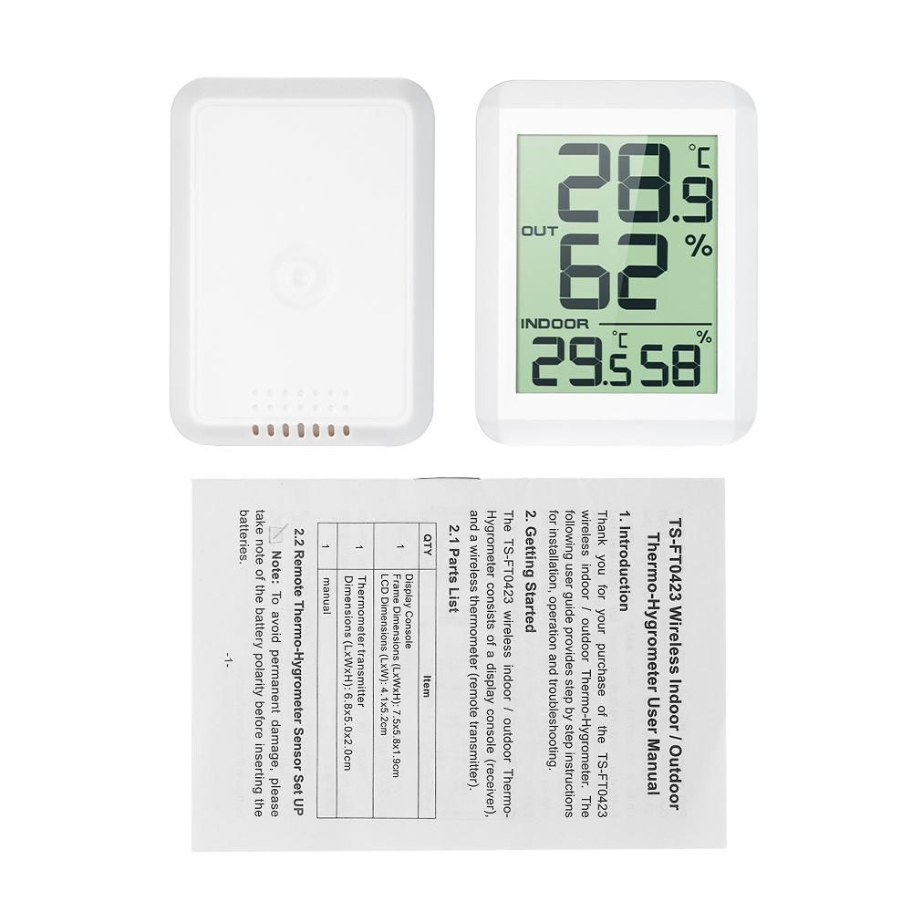 Wireless Mini LCD Digital Thermometer Hygrometer Indoor Outdoor °C/°F Temperature Humidity Monitor Gauge Thermo-Hygrometer with Back Stand for Warehouse Bedroom