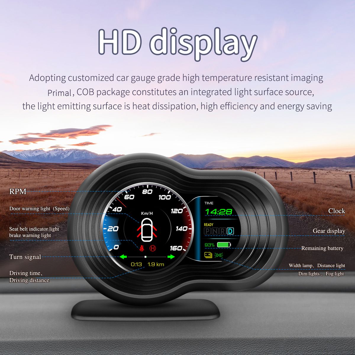 HD LCD Heads Up Display Multi-Data Display Dashboard LCD