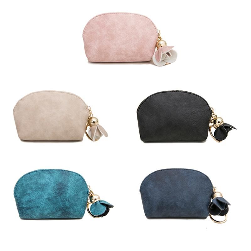 New Ladies PU Leather Mini Wallet Card Key Clip Zipper Coin