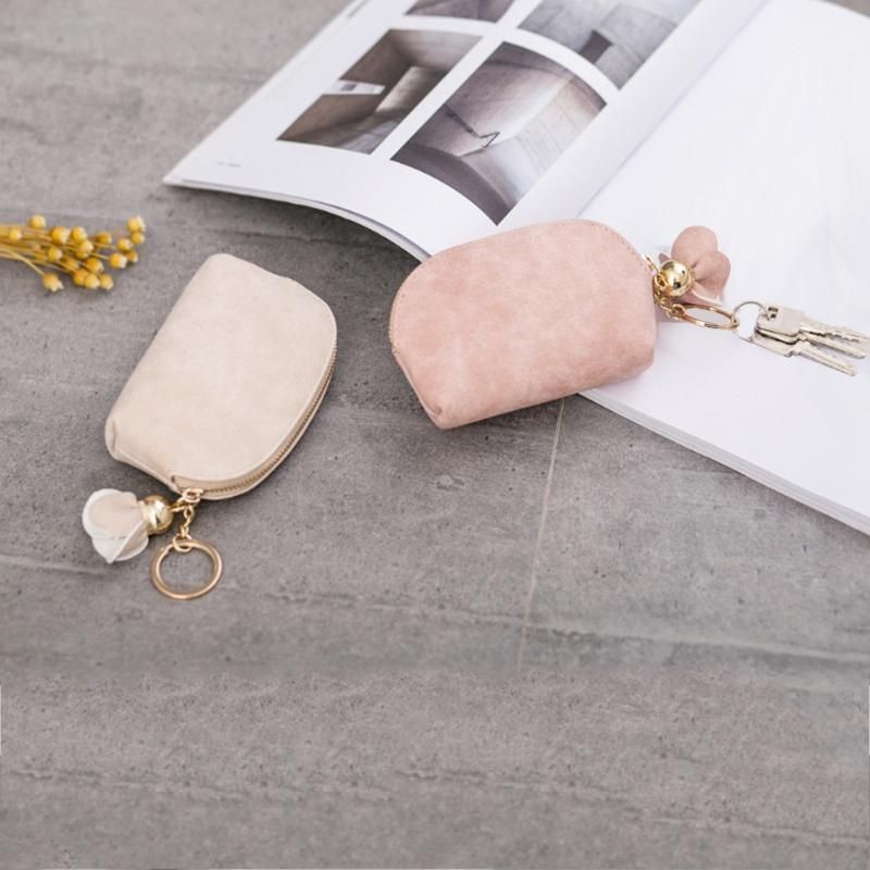 New Ladies PU Leather Mini Wallet Card Key Clip Zipper Coin