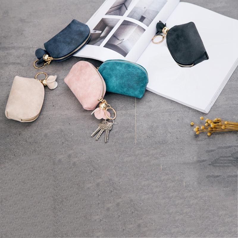 New Ladies PU Leather Mini Wallet Card Key Clip Zipper Coin