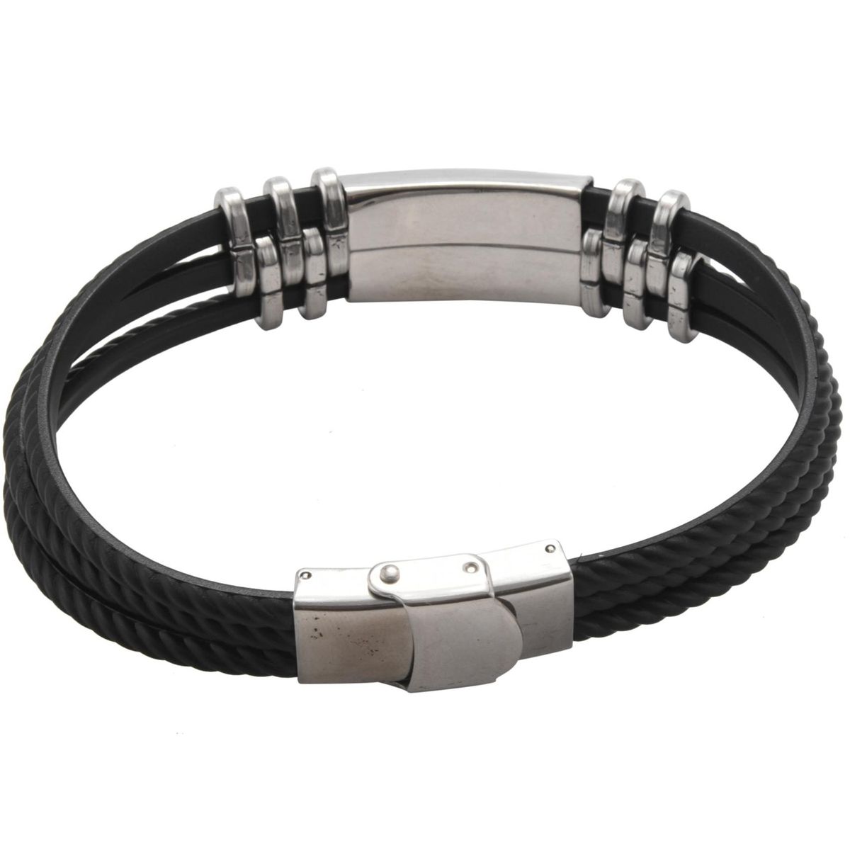 Three Layers Silicone Wrap Bracelets for Man Steel