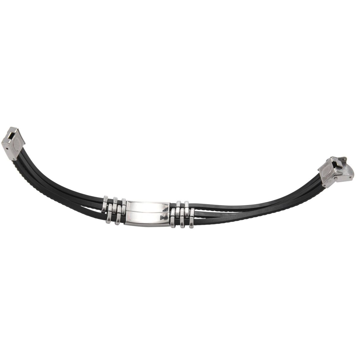 Three Layers Silicone Wrap Bracelets for Man Steel