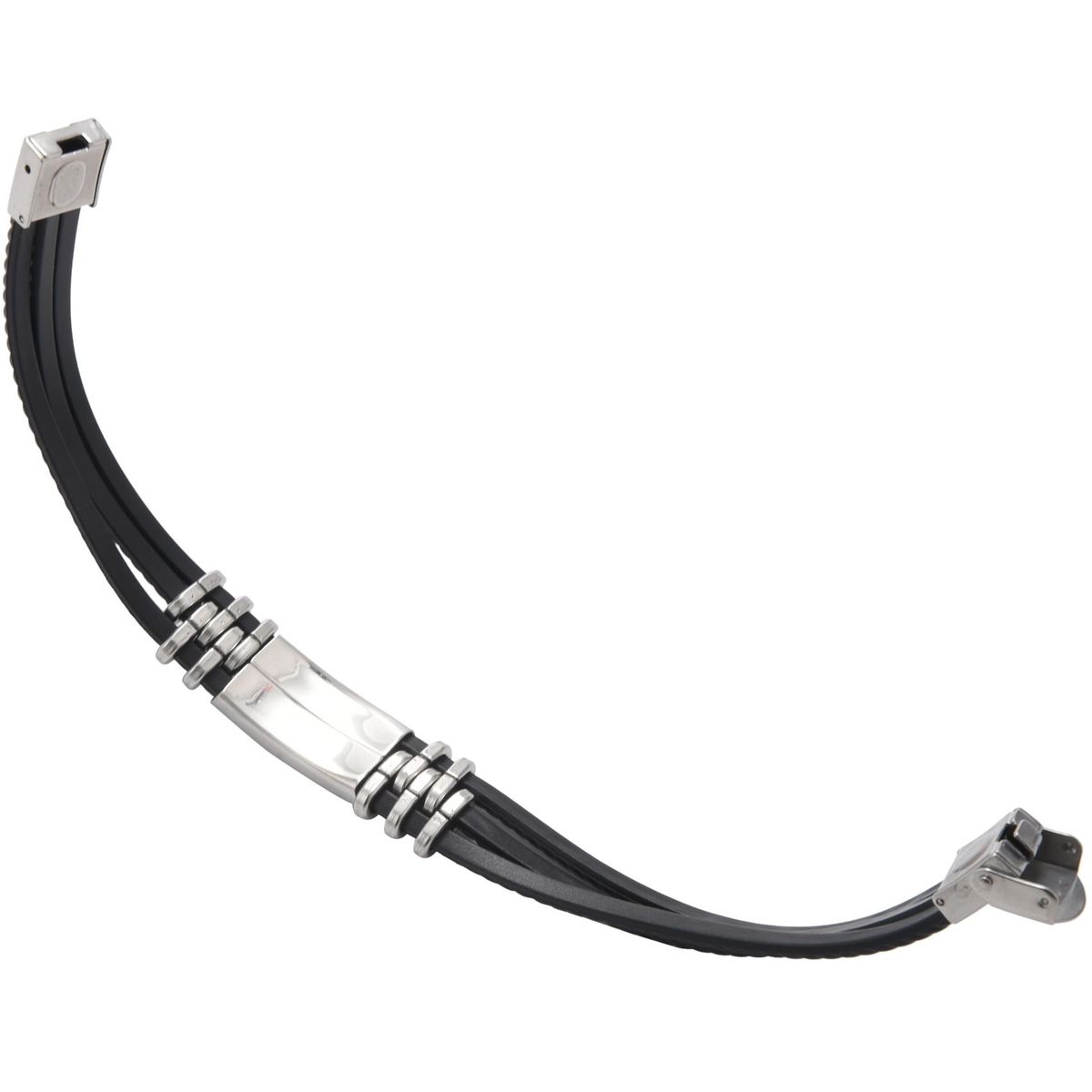 Three Layers Silicone Wrap Bracelets for Man Steel