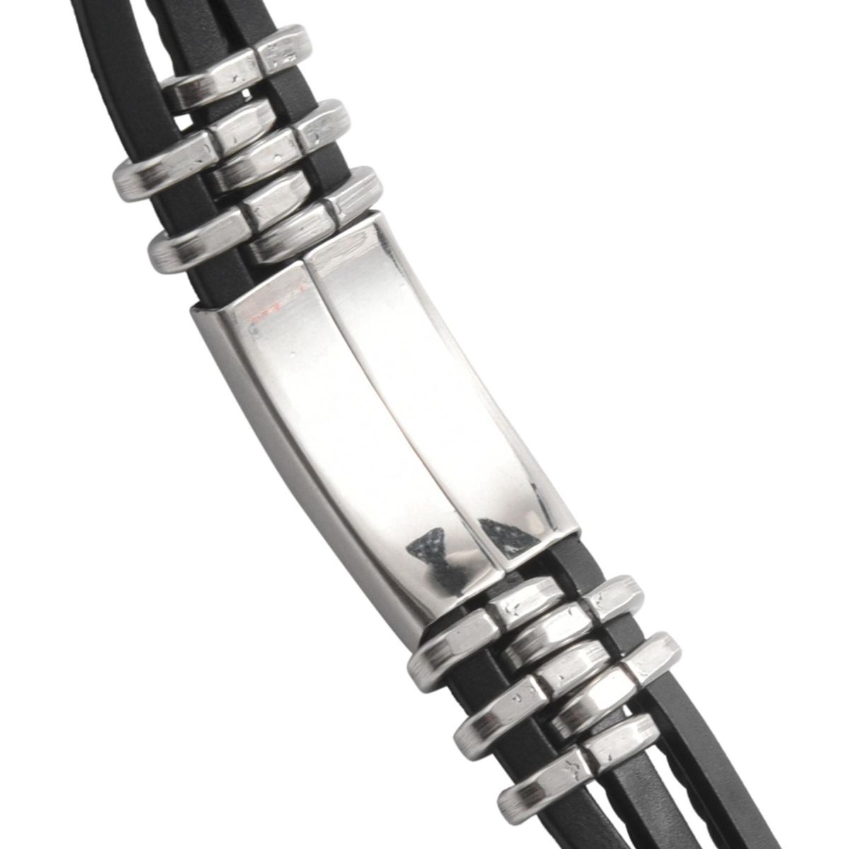 Three Layers Silicone Wrap Bracelets for Man Steel