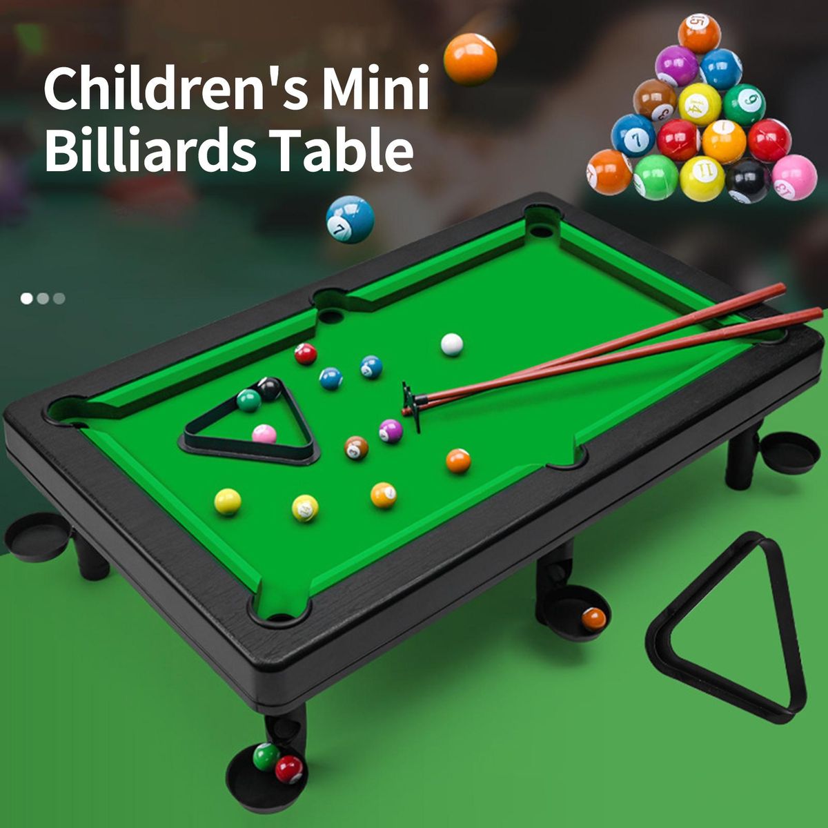 1 Set Mini Billiards Desktop Table Toy Game Set Billiards