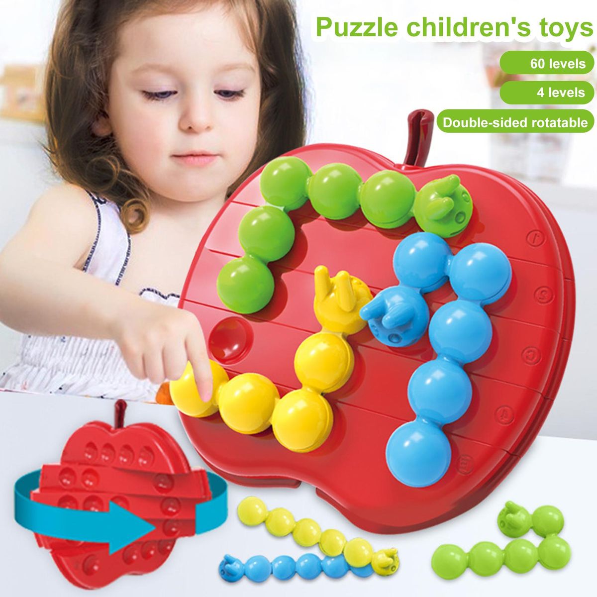 1 Set Children Caterpillar Toy Early Education Babies Caterpillar Eating Fruit Toy