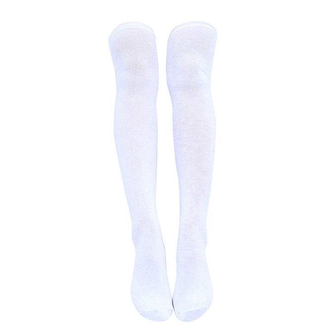 Women Thigh High Socks Soft Knit Elastic Stocking Boots Socks White