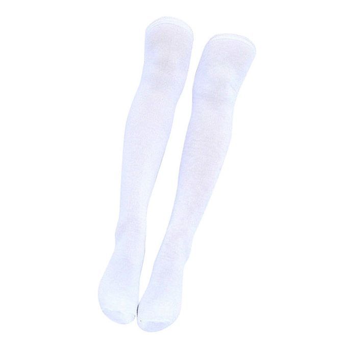 Women Thigh High Socks Soft Knit Elastic Stocking Boots Socks White