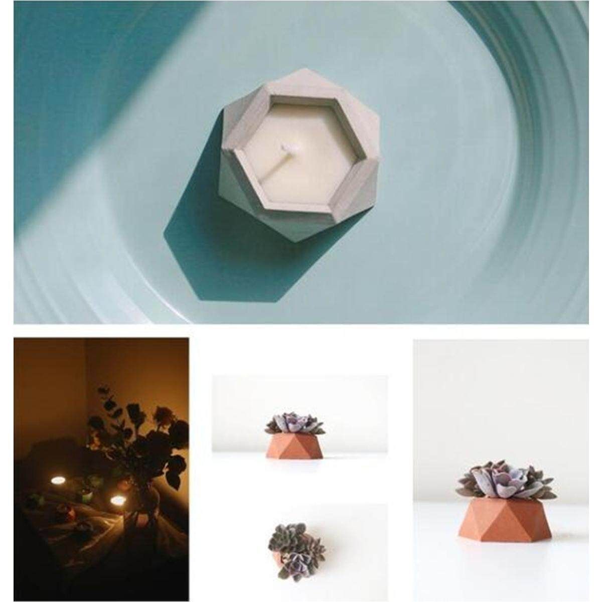 Diamond Shaped Cement Planter Succulent Pot Vase Silicone DIY Holder Mold