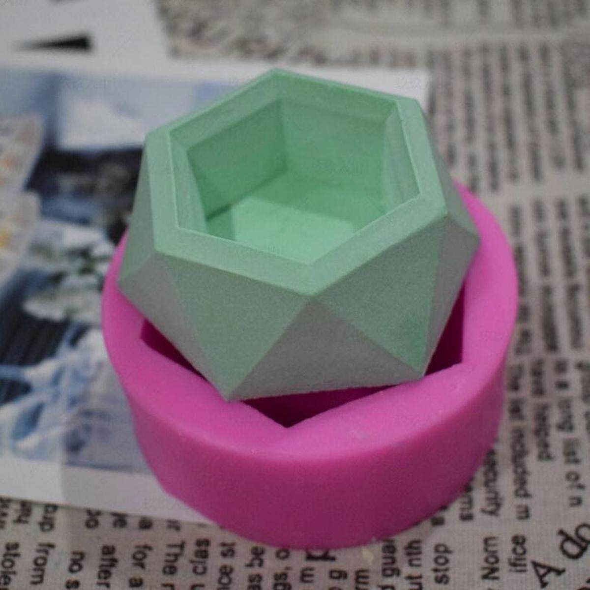 Diamond Shaped Cement Planter Succulent Pot Vase Silicone DIY Holder Mold