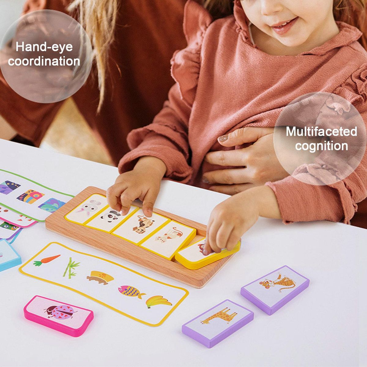 1 Set Preschool Toys Matching Card Wooden Puzzles