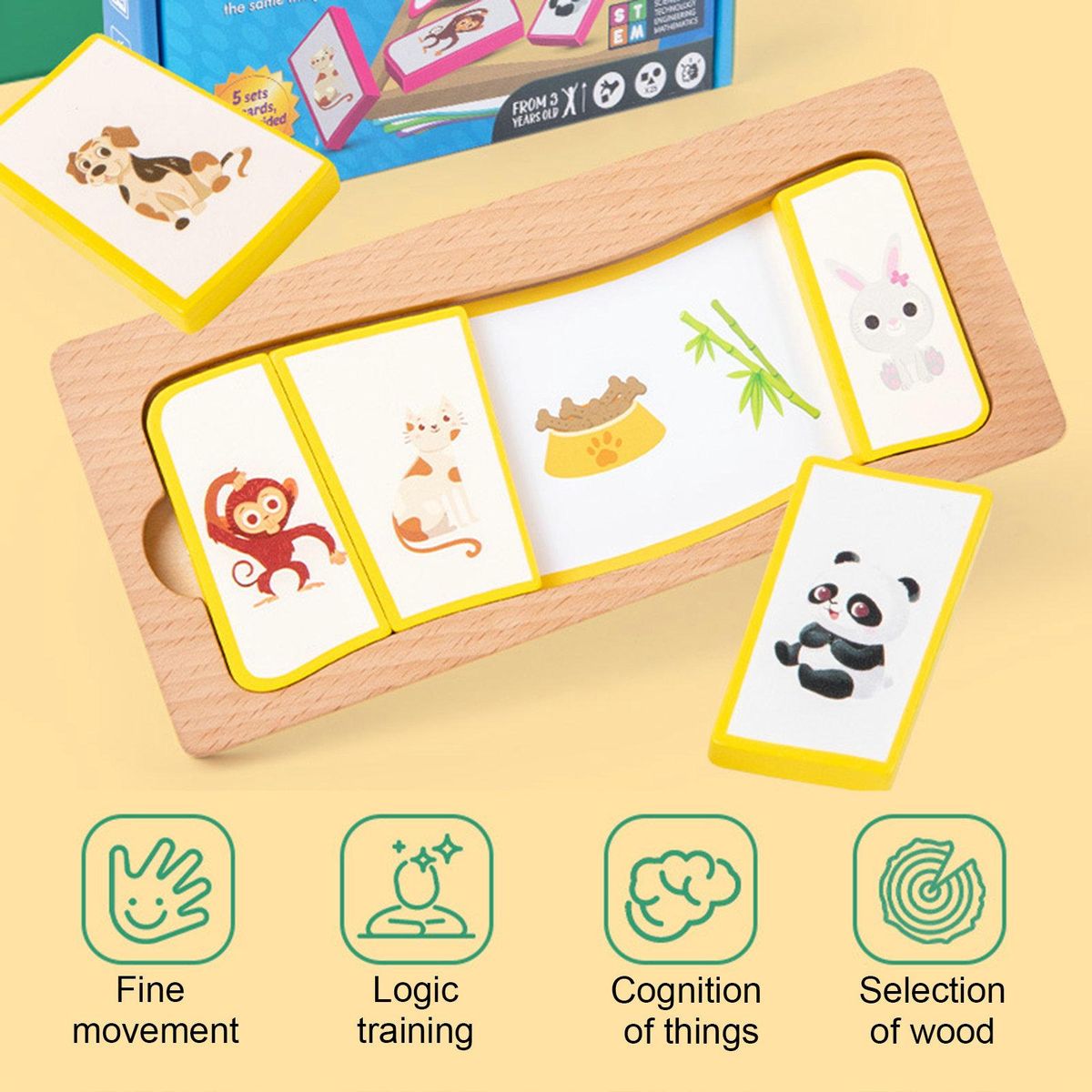 1 Set Preschool Toys Matching Card Wooden Puzzles