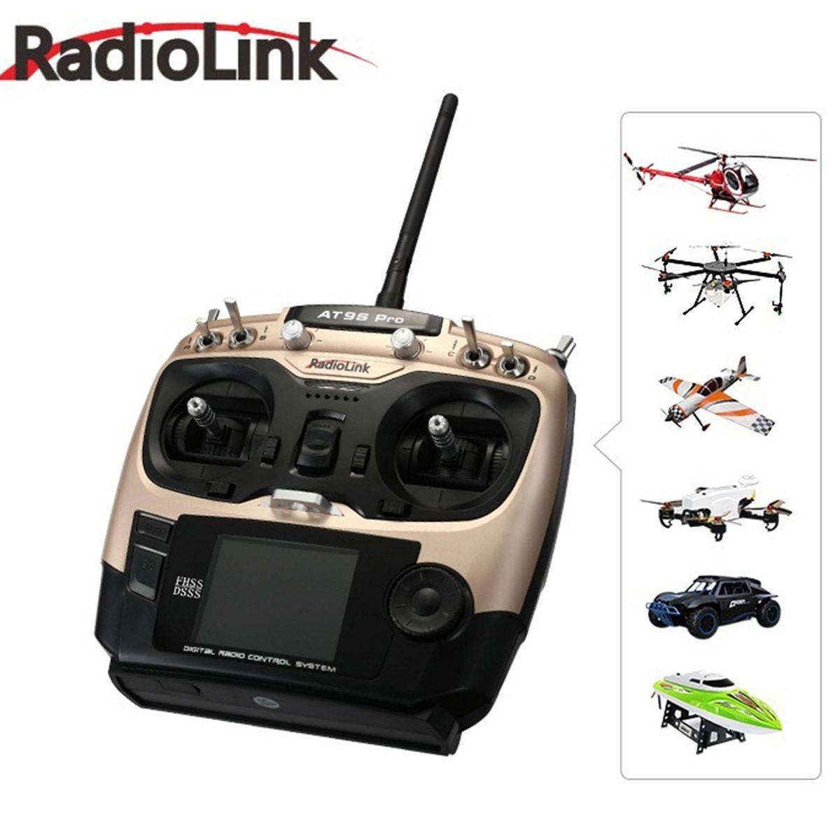 Radiolink AT9S Pro 12 Channels 2.4G RC Transmitter Radio Controller Mode 1 Support Crossfire Protocol with RX R9DS for RC Airplane