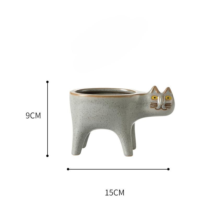 Cartoon Cat Flowerpot Animal Ceramic Flowerpot Lovely Vase Cactus Succulent Plant Potted Flower Arrangement Home Decoration