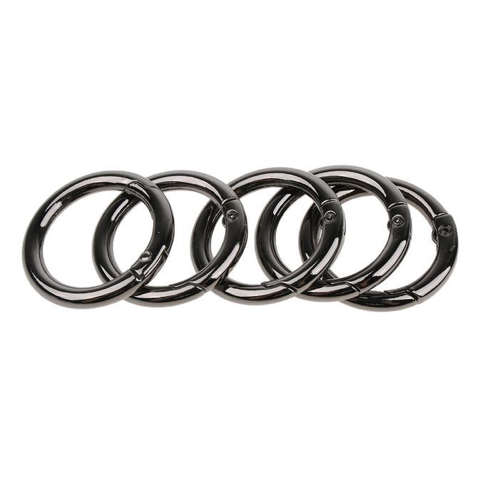 5pcs Round Carabiners Spring Buckles Snap Hook Keychain Black 32mm