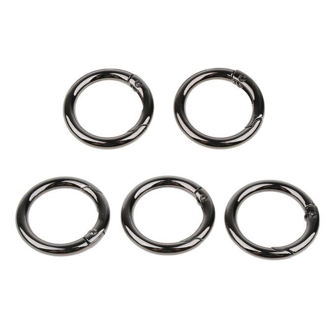 5pcs Round Carabiners Spring Buckles Snap Hook Keychain Black 32mm