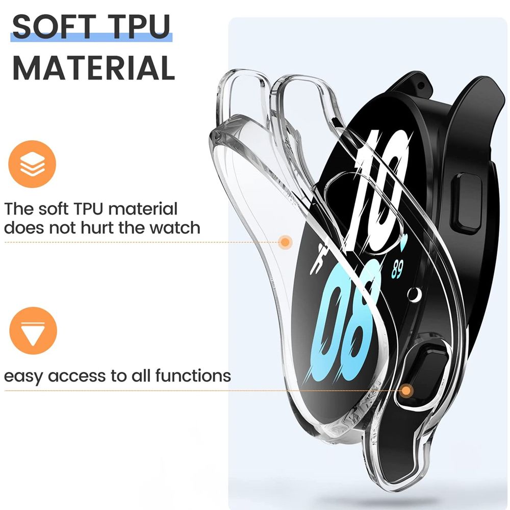 (rose Gold)For Samsung Galaxy Watch 5 44mm 40mm Case Screen Protector Cover For Galaxy Watch 5 Shock-Proof Soft TPU Case 40mm 44mm Bumper XXA