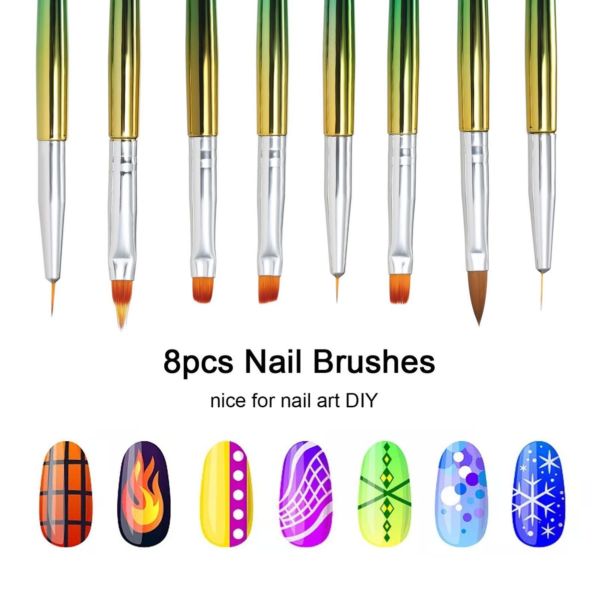 8pcs Nail Brushes Multi-functional Nail Liner Pens Painting