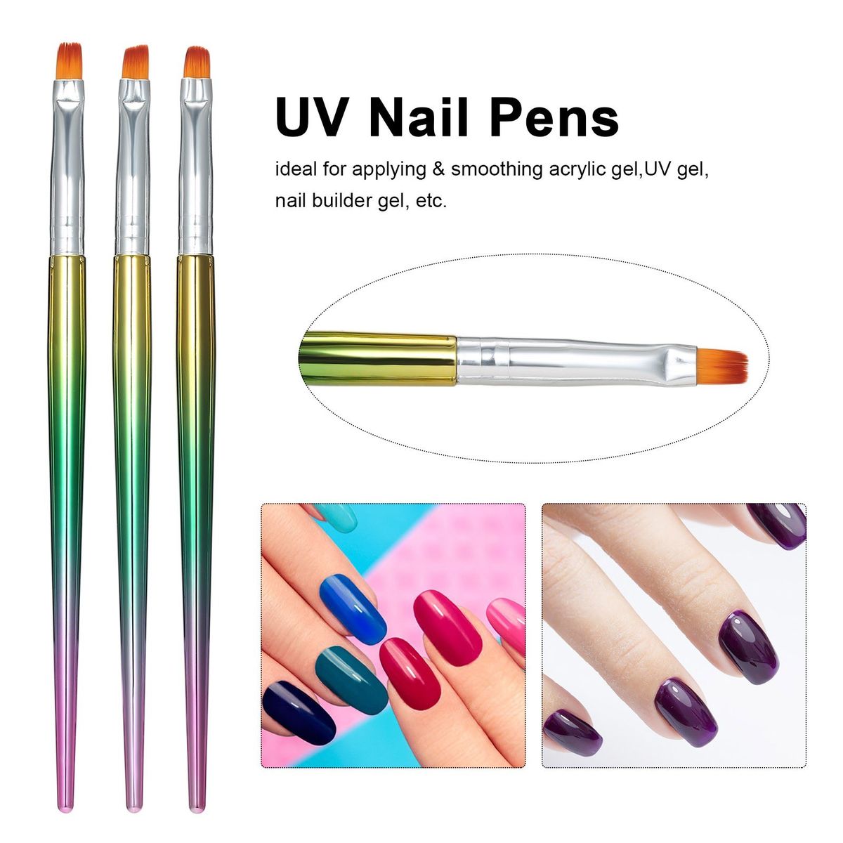 8pcs Nail Brushes Multi-functional Nail Liner Pens Painting